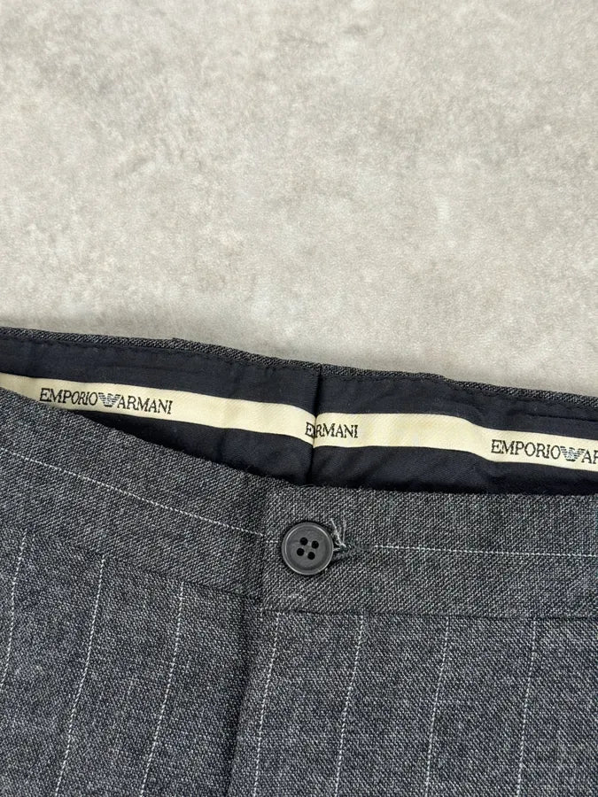 AW2003 Emporio Armani Grey Wool Striped Classy Pants - Image 10
