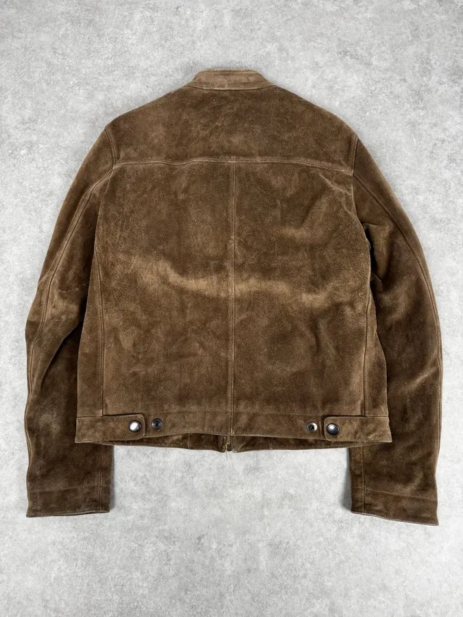 AW2003 Gucci Camel Biker Suede Leather Jacket by Tom Ford - Image 4