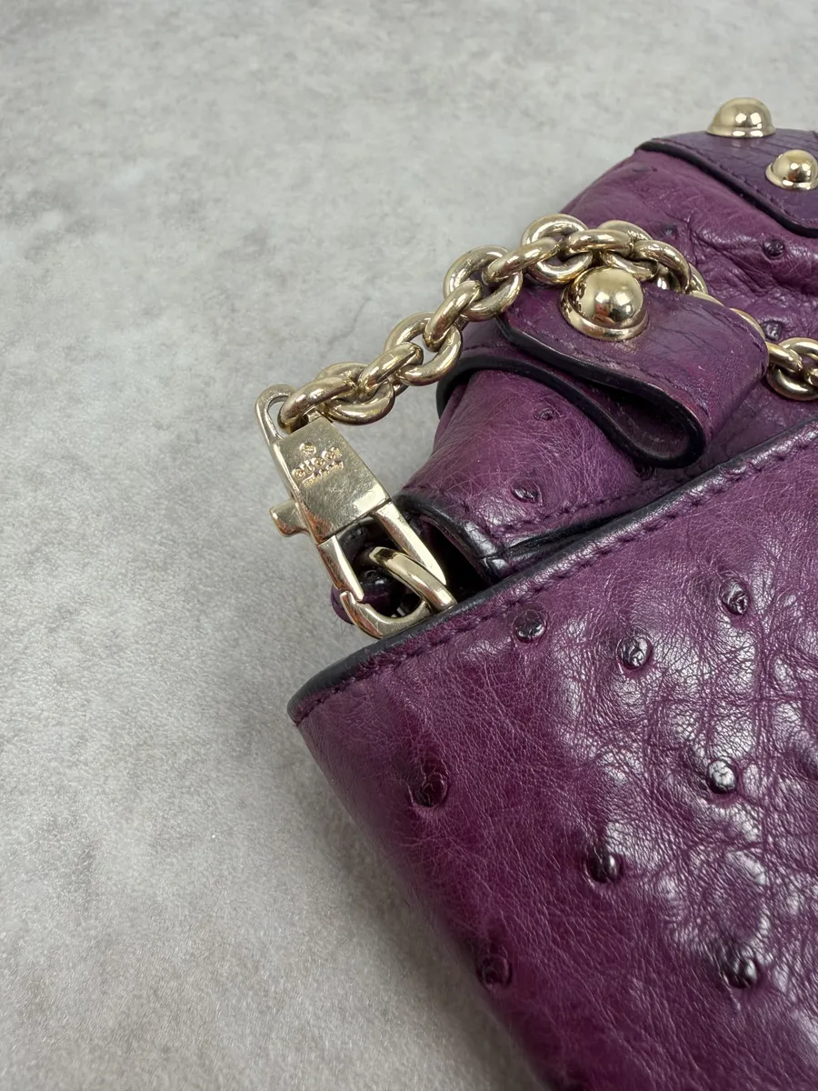 AW2003 Gucci Purple Ostrich Leather Handle Clutch Bag - Image 10