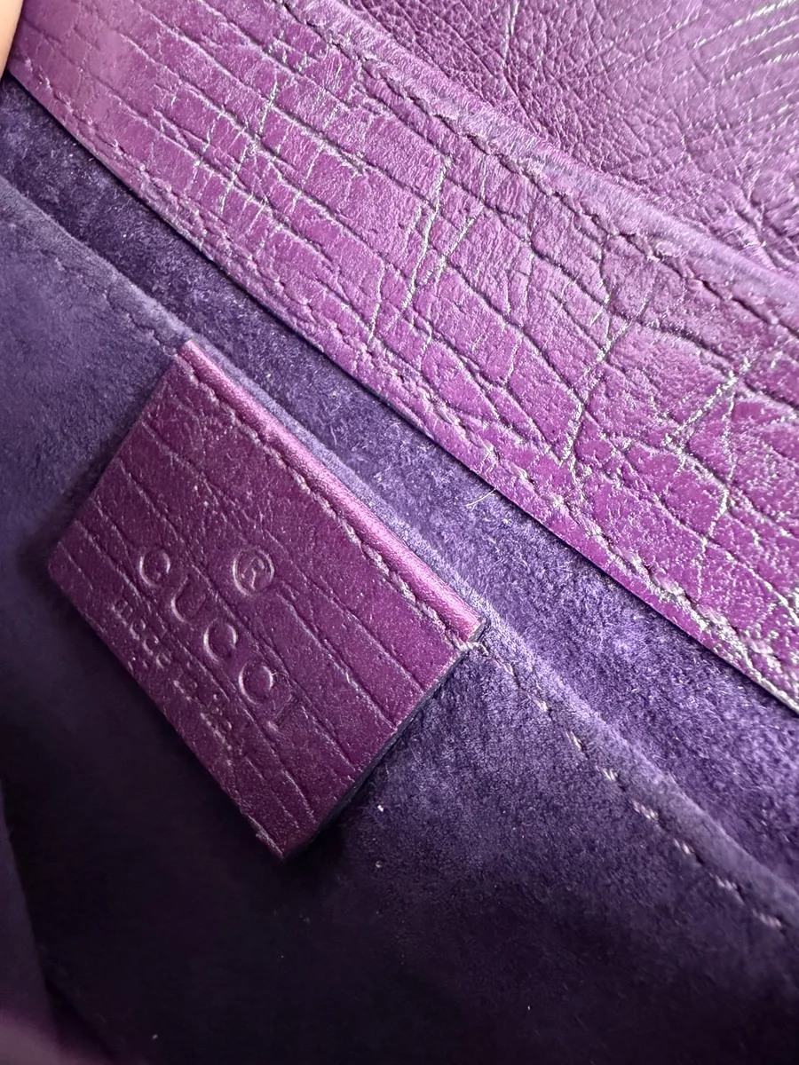 AW2003 Gucci Purple Ostrich Leather Handle Clutch Bag - Image 12