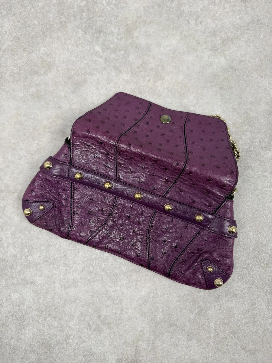 AW2003 Gucci Purple Ostrich Leather Handle Clutch Bag - Image 3