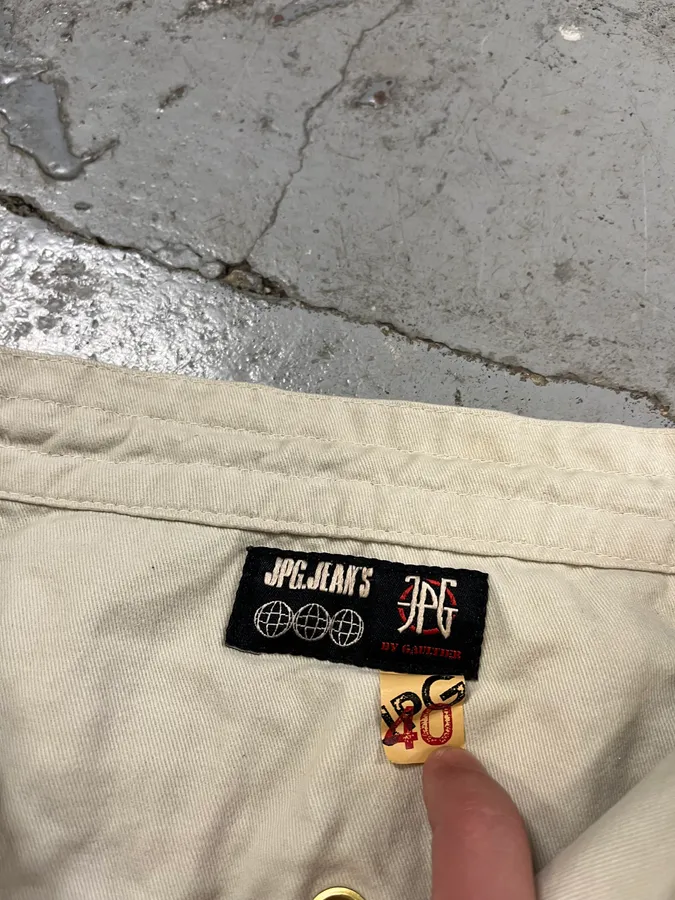 AW2003 Jean Paul Gaultier Bondage Beige Cargo Parachute Pants - Image 16