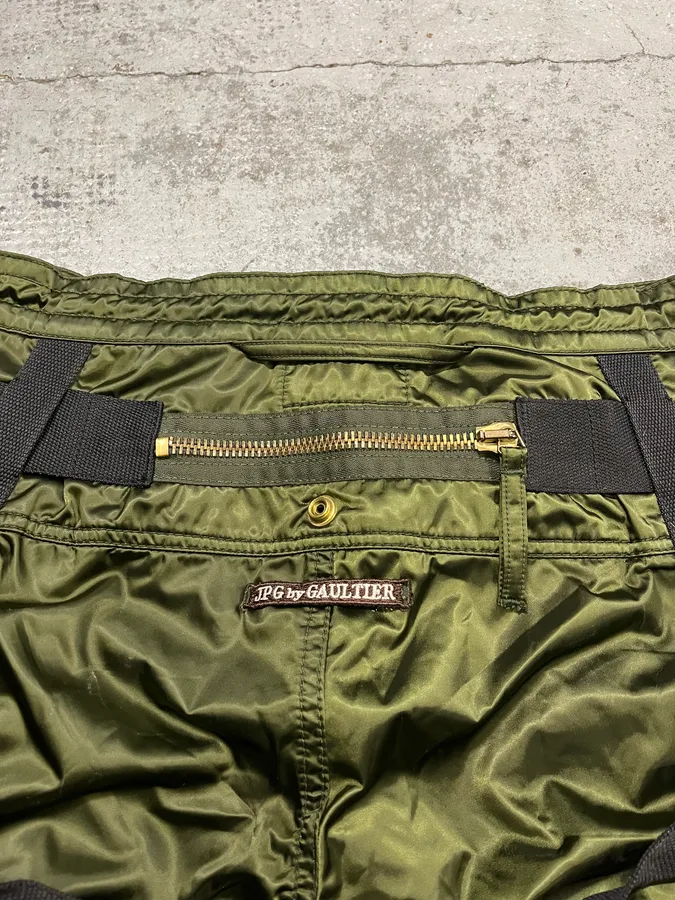 AW2003 Jean Paul Gaultier Bondage Khaki Cargo Parachute Nylon Pants - Image 10