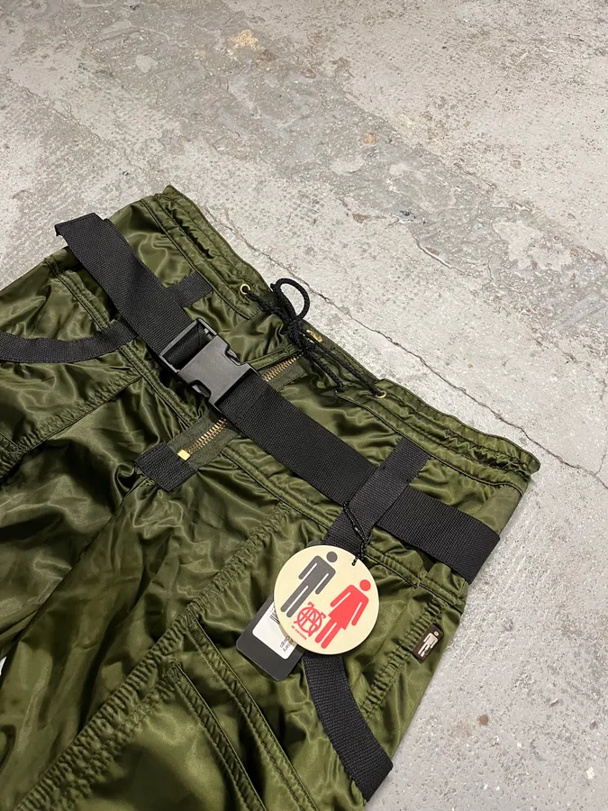 AW2003 Jean Paul Gaultier Bondage Khaki Cargo Parachute Nylon Pants - Image 6