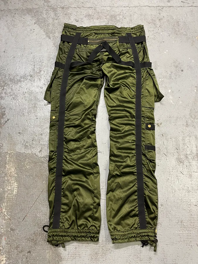 AW2003 Jean Paul Gaultier Bondage Khaki Cargo Parachute Nylon Pants - Image 8