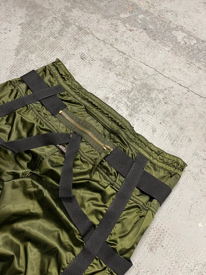 AW2003 Jean Paul Gaultier Bondage Khaki Cargo Parachute Nylon Pants - Image 9
