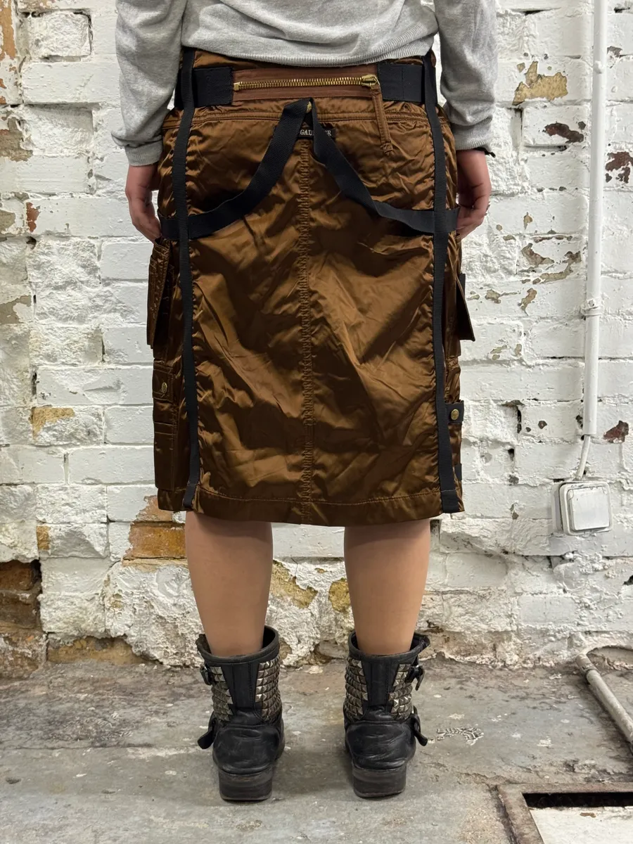 AW2003 Jean Paul Gaultier Bondage Parachute Brown Skirt - Image 2