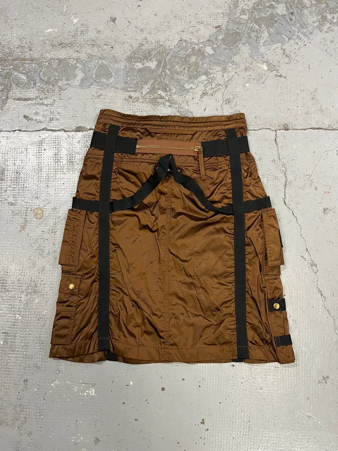 AW2003 Jean Paul Gaultier Bondage Parachute Brown Skirt - Image 8