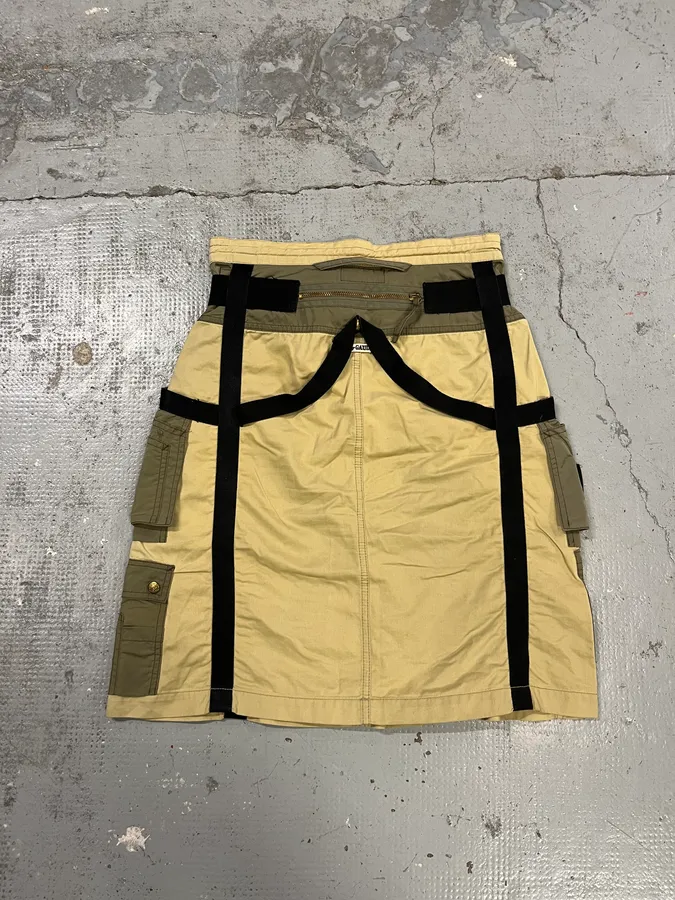 AW2003 Jean Paul Gaultier Cargo Bondage Beige Skirt - Image 8
