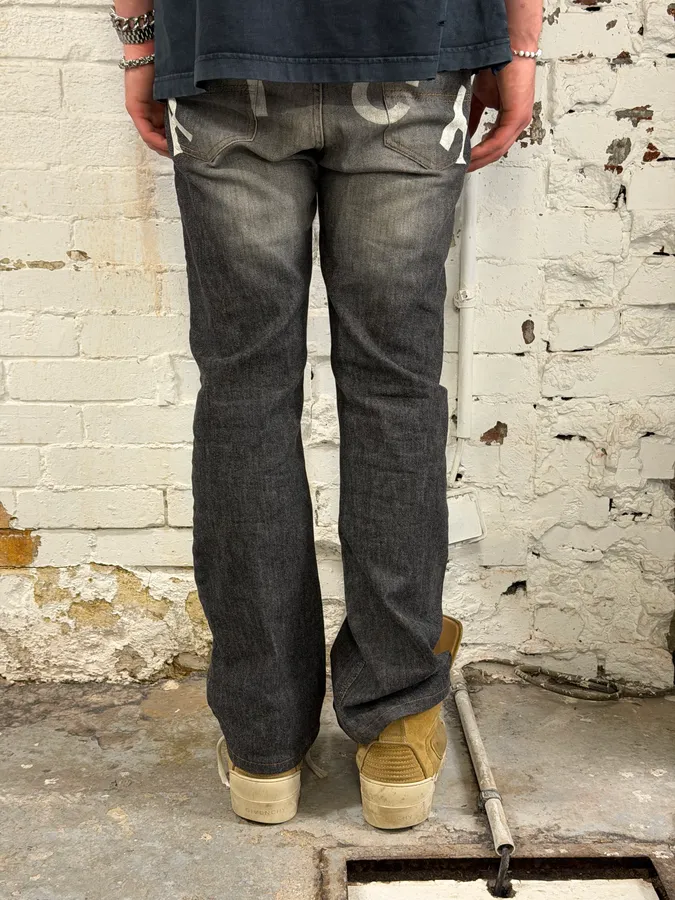AW2003 Richmond Dark Rich Print Grey Denim Bootcut Jeans - Image 5