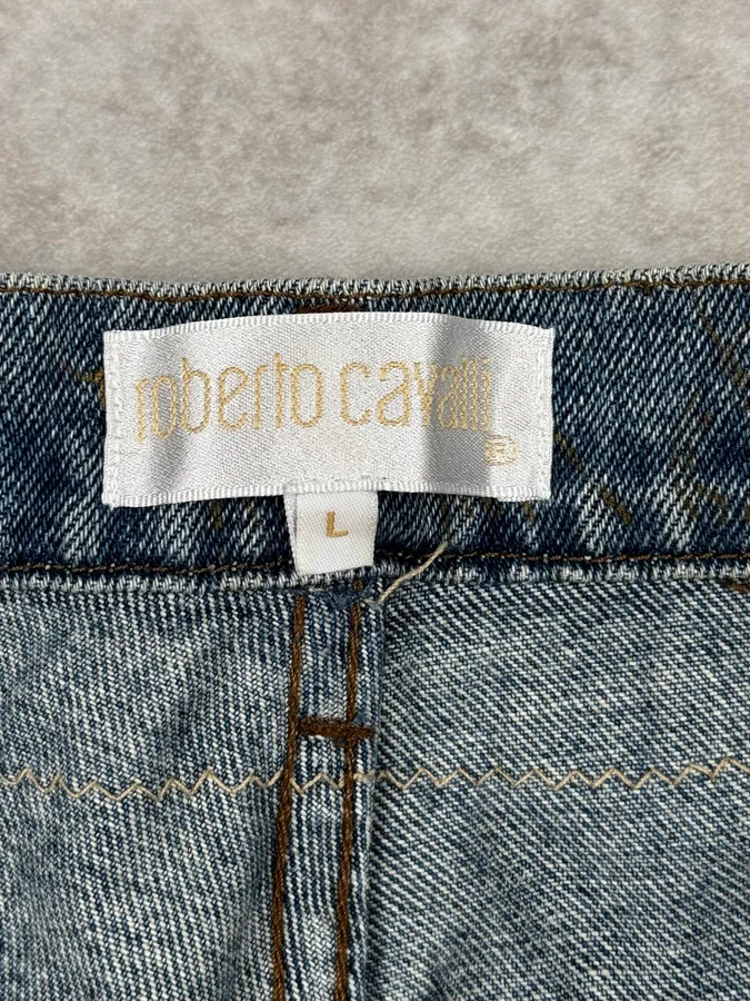 AW2003 Roberto Cavalli Blue Abstract Embroidered Denim Jeans - Image 12