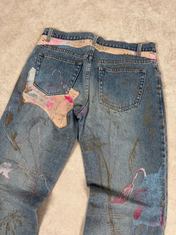 AW2003 Roberto Cavalli Blue Abstract Embroidered Denim Jeans - Image 6