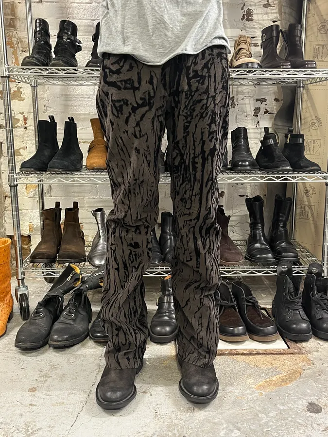 AW2003 Versace Black Bloody Flared Velvet Pants - Image 2