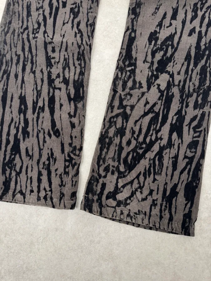 AW2003 Versace Dark Green & Black Blood Effect Velvet Pants - Image 9