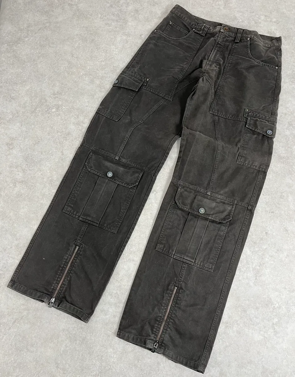 AW2003 Versace Dark Grey Military Cargo Pants - Image 5