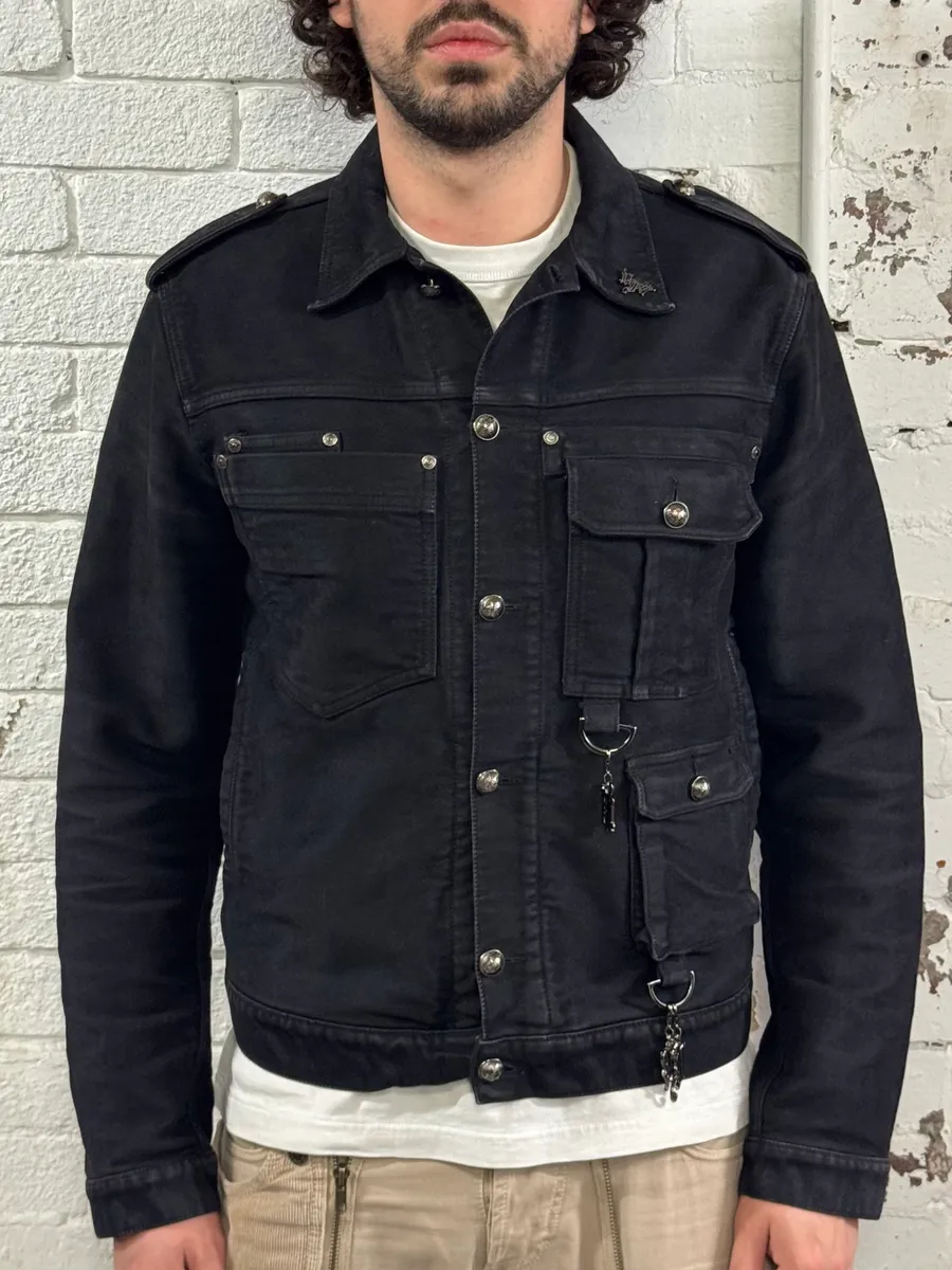 AW2003 Versace Military Multi-Pockets Cargo Black Jacket - Image 2