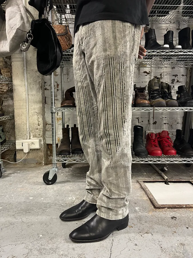 AW2003 Versace Velvet Ribbed Grey Pants - Image 3