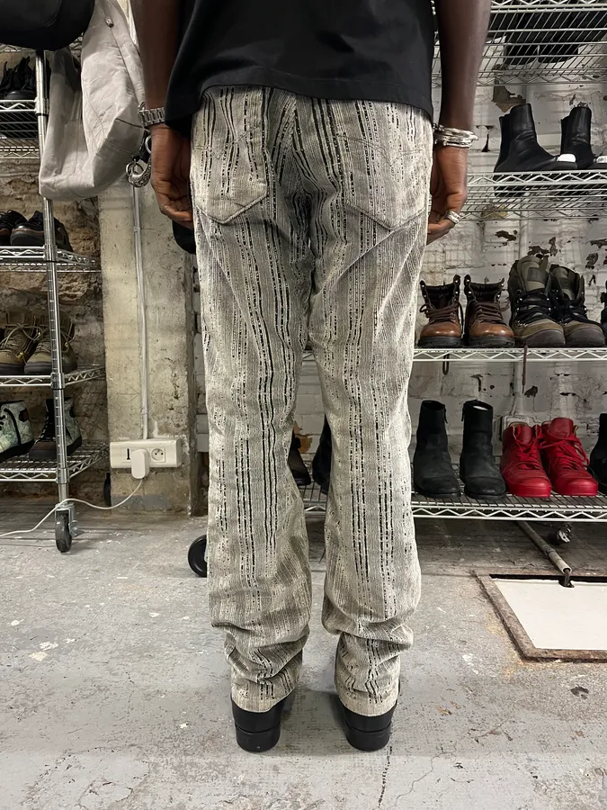 AW2003 Versace Velvet Ribbed Grey Pants - Image 4