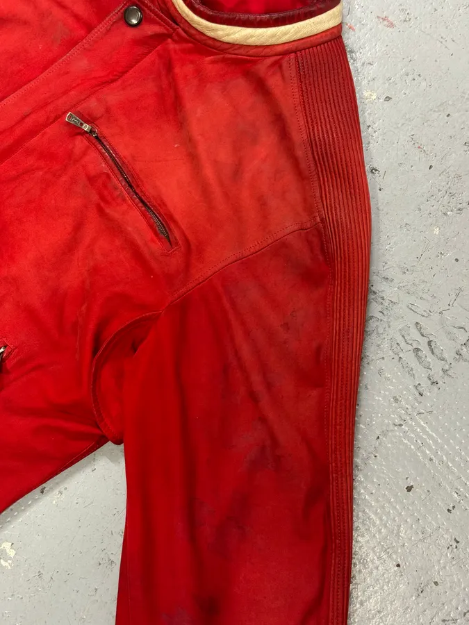 AW2003 Yves Saint Laurent Biker Faded Red Leather Jacket - Image 10