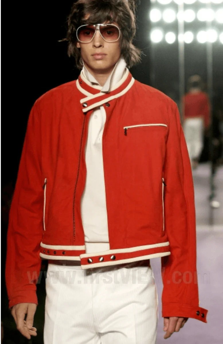 AW2003 Yves Saint Laurent Biker Faded Red Leather Jacket - Image 2