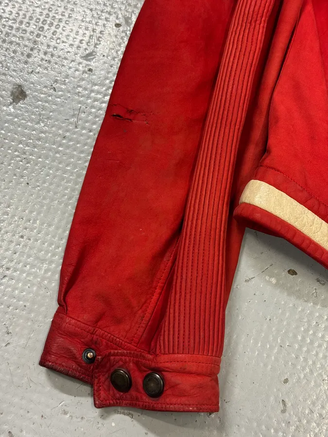 AW2003 Yves Saint Laurent Biker Faded Red Leather Jacket - Image 8