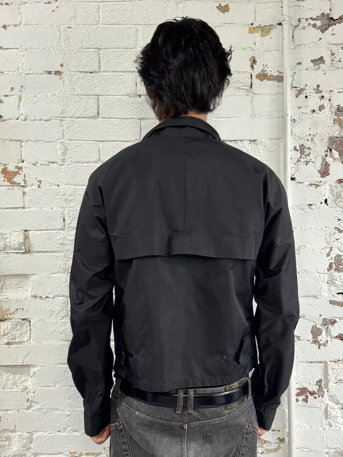 AW2003 Yves Saint Laurent Black Asymmetrical Classy Windbreaker Jacket - Image 3