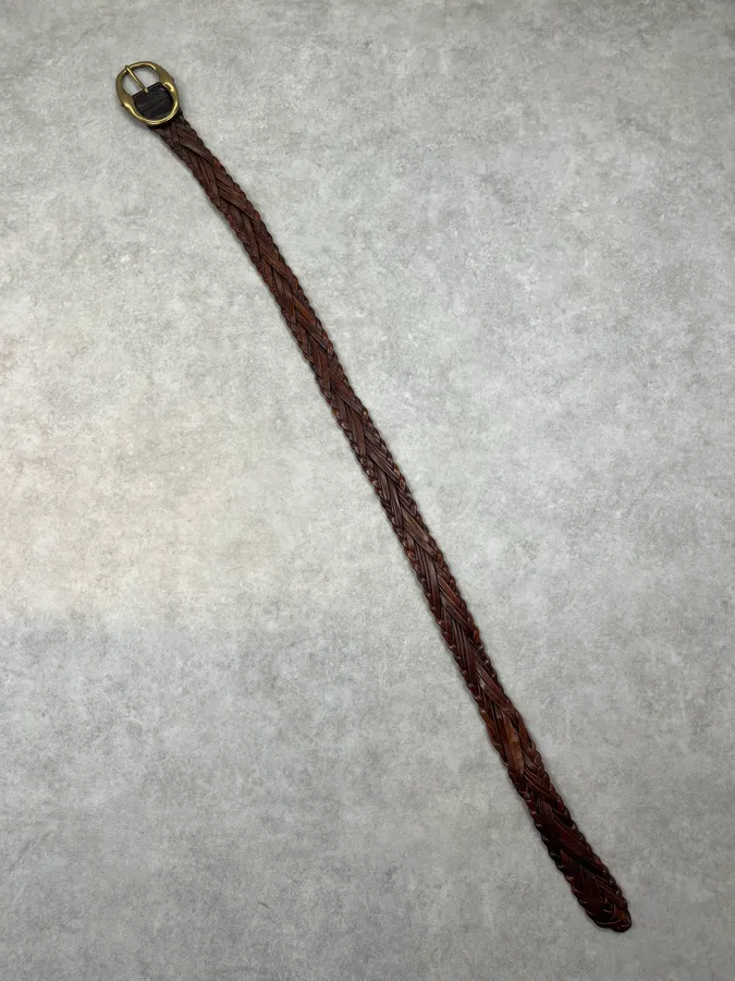 AW2003 Yves Saint Laurent Brown Leather Braided Belt - Image 7