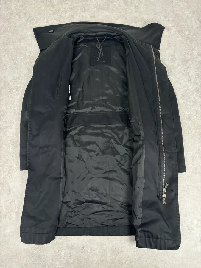 AW2003 Yves Saint Laurent Rive Gauche Black Cargo Trench Coat - Image 9