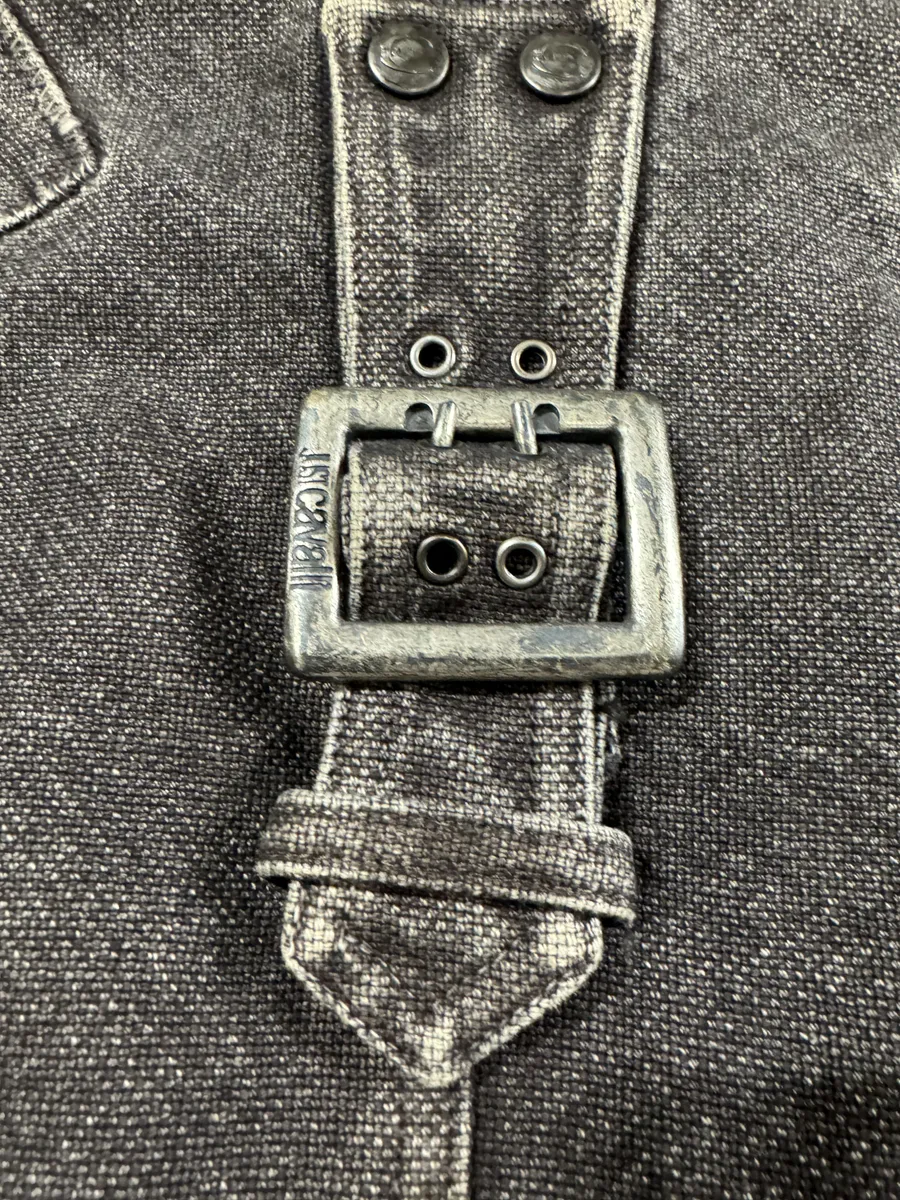 AW2004 Cavalli Astro Biker Faded Grey Denim Jacket - Image 5