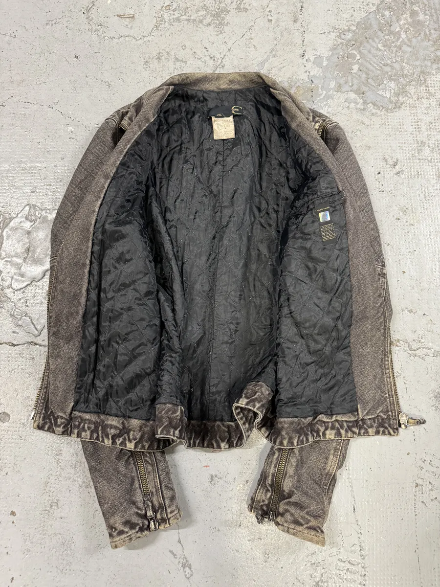 AW2004 Cavalli Astro Biker Faded Grey Denim Jacket - Image 7
