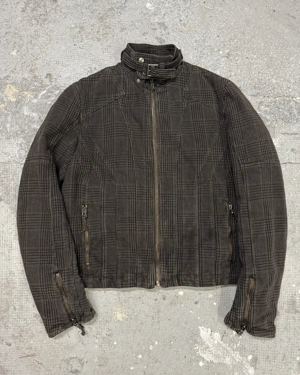 AW2004 Cavalli Astro Brown Tartan Bomber Jacket