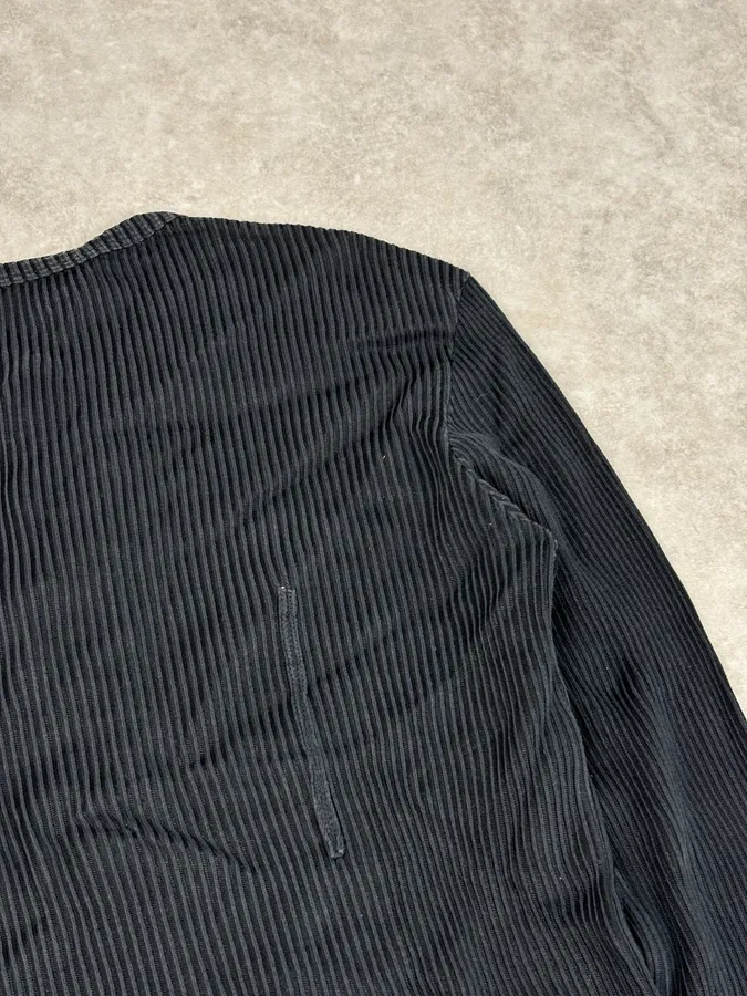 AW2004 Cavalli Black Henley Ribbed Embroidered Skull Longsleeve - Image 8