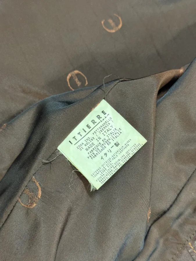 AW2004 Cavalli Cowhide Pony Hair Trench Brown Leather Jacket - Image 7