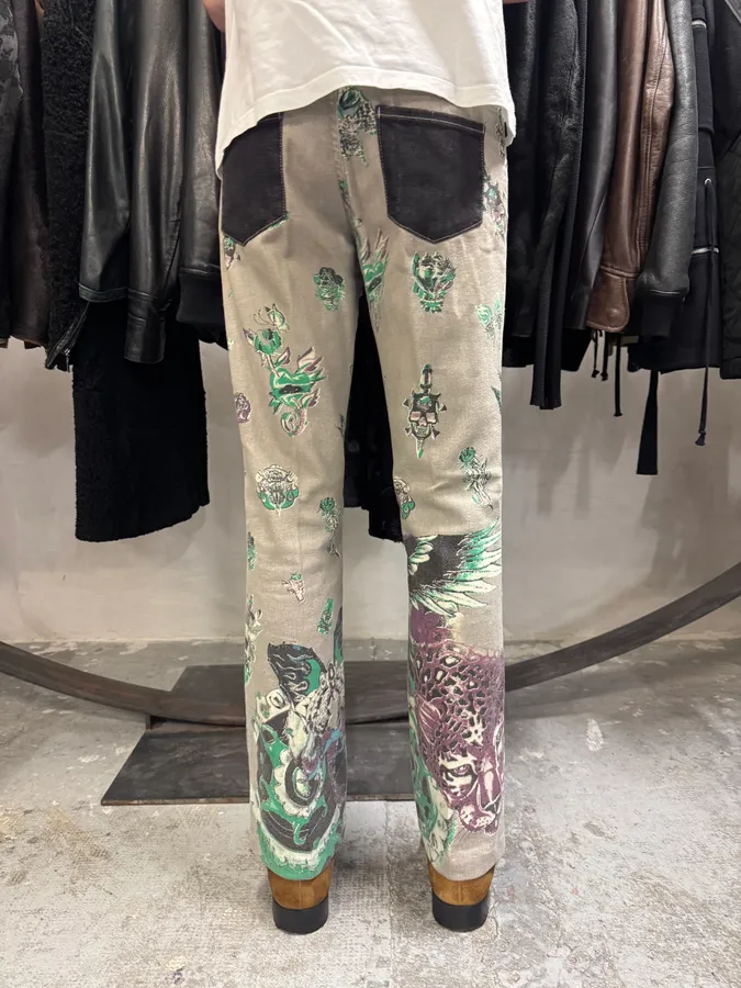AW2004 Cavalli Grey Eagle Snake Battle Pants - Image 4