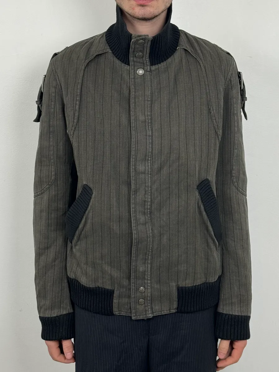 AW2004 Cavalli Grey Lines Bomber Jacket - Image 2