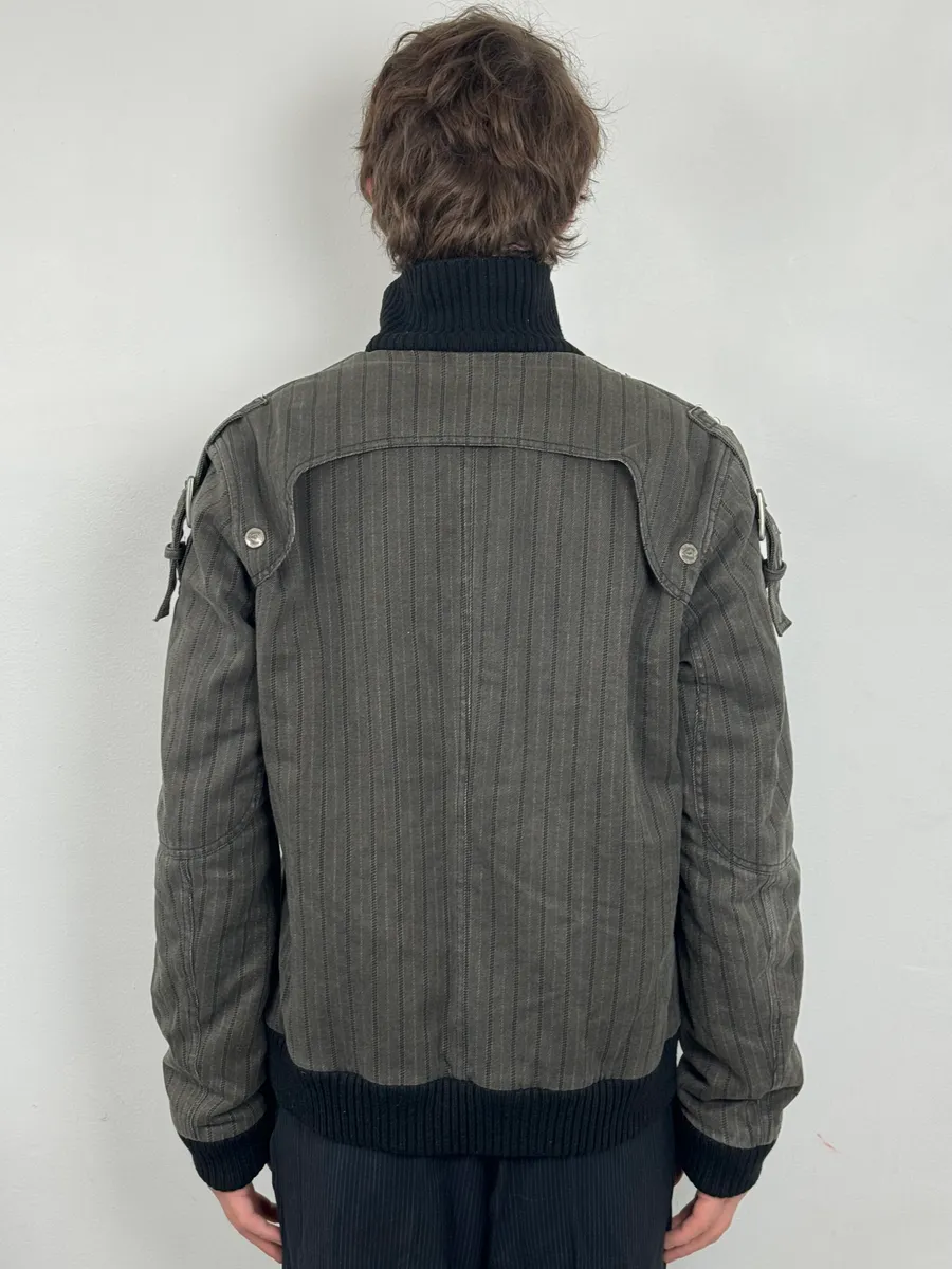 AW2004 Cavalli Grey Lines Bomber Jacket - Image 3