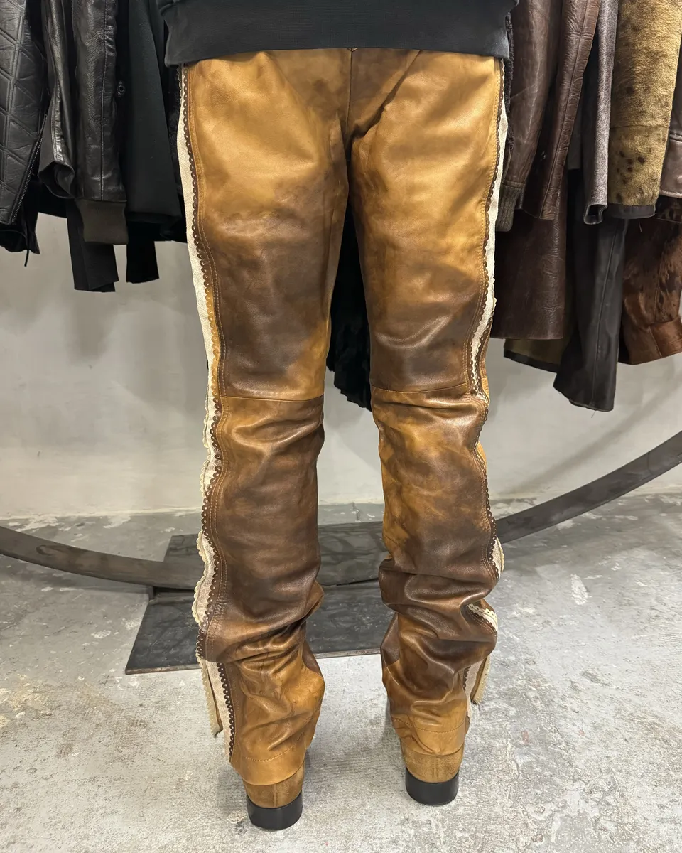 AW2004 Cavalli Marble Cow-Boy Leather Pants - Image 4