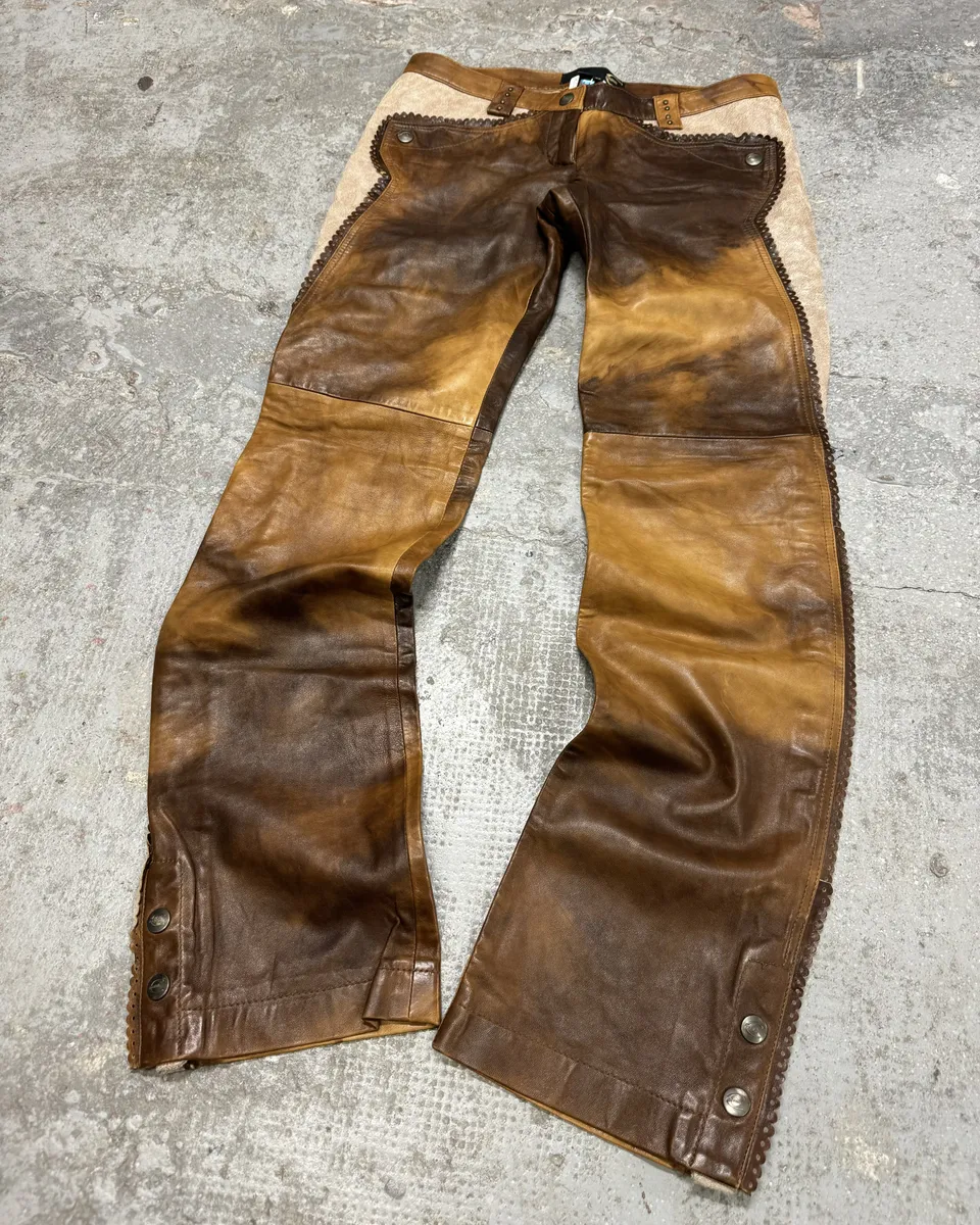 AW2004 Cavalli Marble Cow-Boy Leather Pants - Image 6