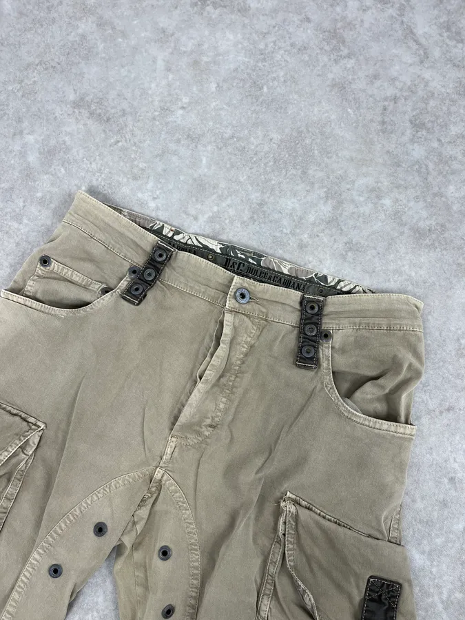 AW2004 Dolce & Gabbana Beige Aviator Parachute Cargo Pants - Image 6