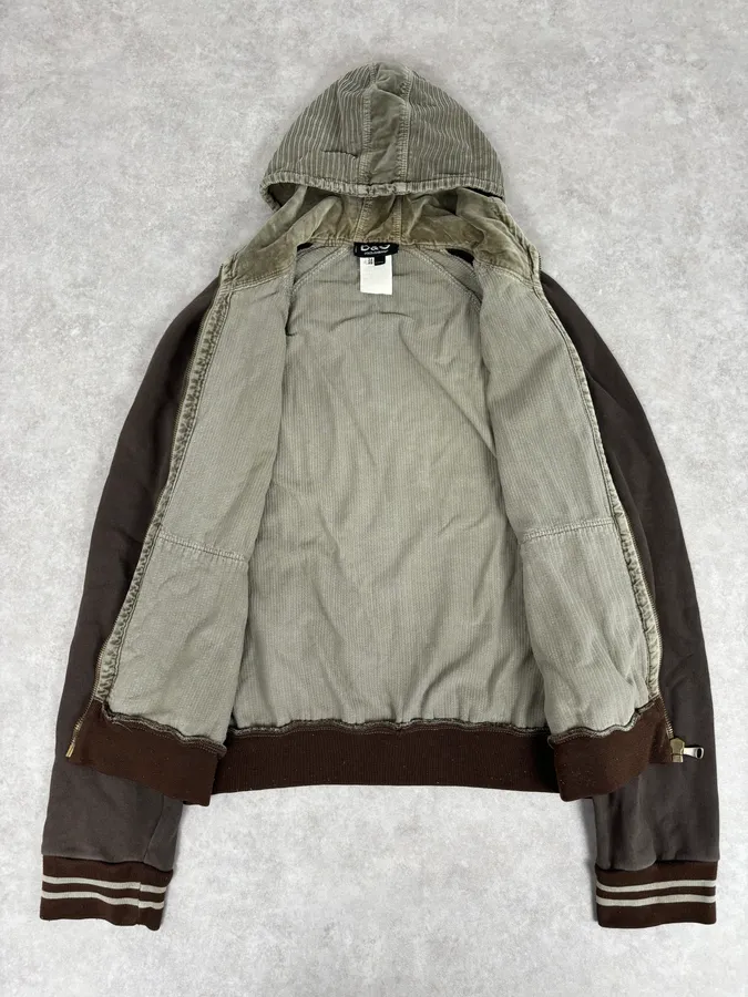 AW2004 Dolce & Gabbana Beige & Brown Velvet Zip-up Hoodie - Image 7