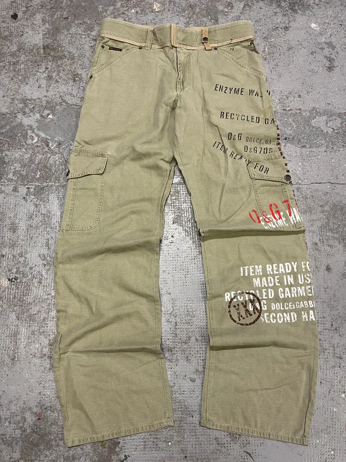 AW2004 Dolce & Gabbana Beige Cargo Military Recycled Pants