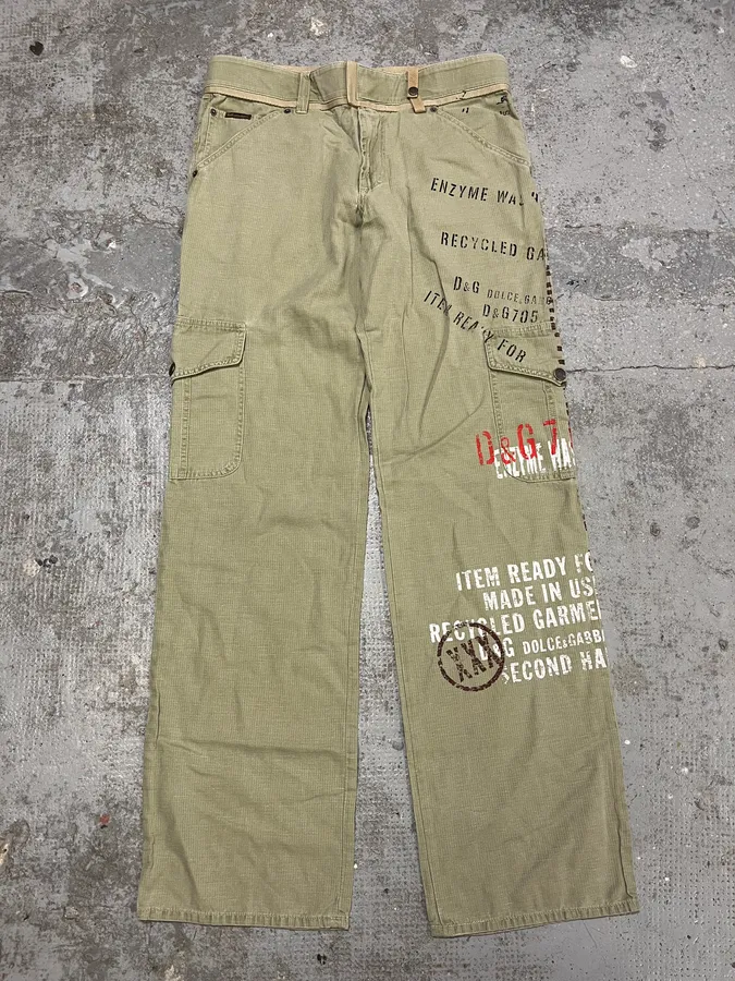 AW2004 Dolce & Gabbana Beige Cargo Military Recycled Pants - Image 5