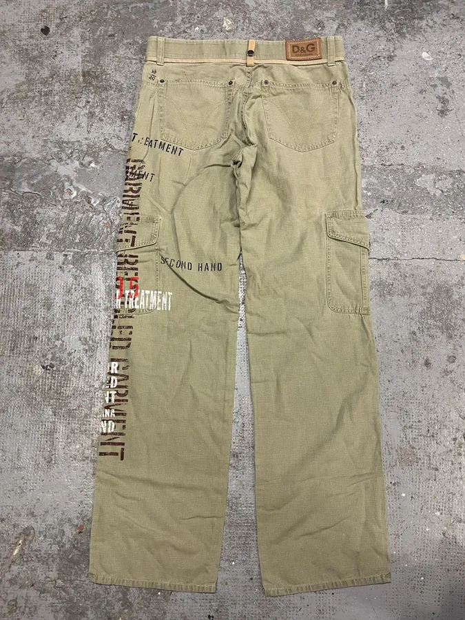 AW2004 Dolce & Gabbana Beige Cargo Military Recycled Pants - Image 6