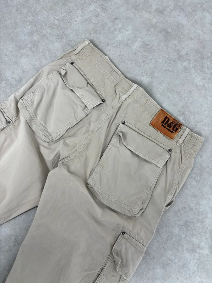 AW2004 Dolce & Gabbana Beige Military Cargo Pants - Image 7