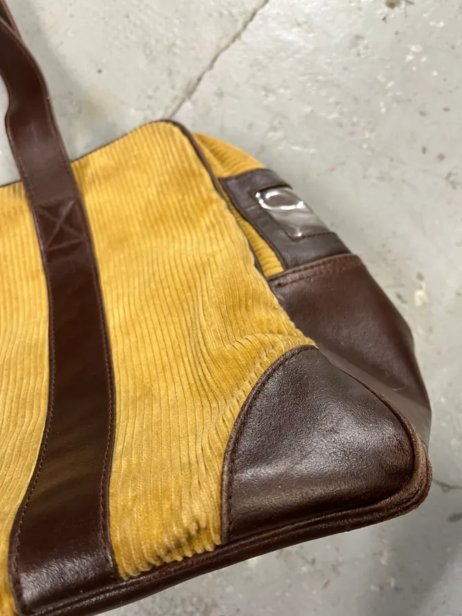 AW2004 Dolce & Gabbana Beige Velvet & Brown Leather Daily Bag - Image 3