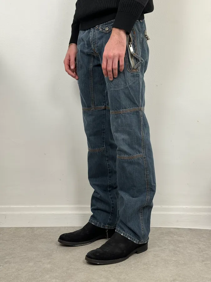 AW2004 Dolce & Gabbana Blue Biker Denim Jeans - Image 3