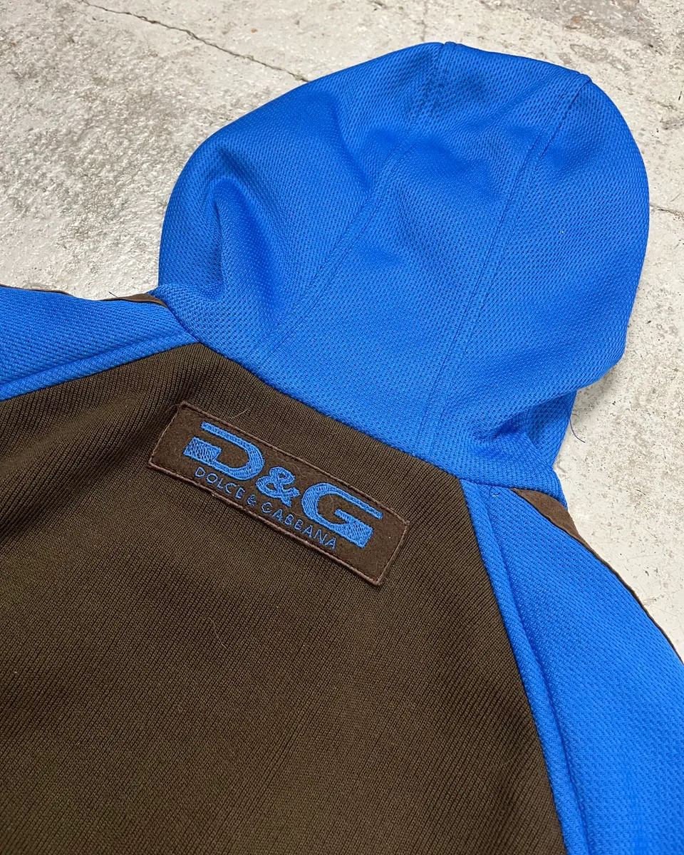 AW2004 Dolce & Gabbana Blue & Brown Hybrid Hooded Zip-up Jacket - Image 8