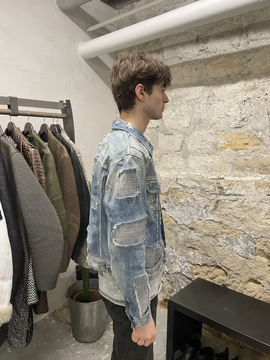 AW2004 Dolce & Gabbana Blue Denim Patchwork Distressed Jacket - Image 5