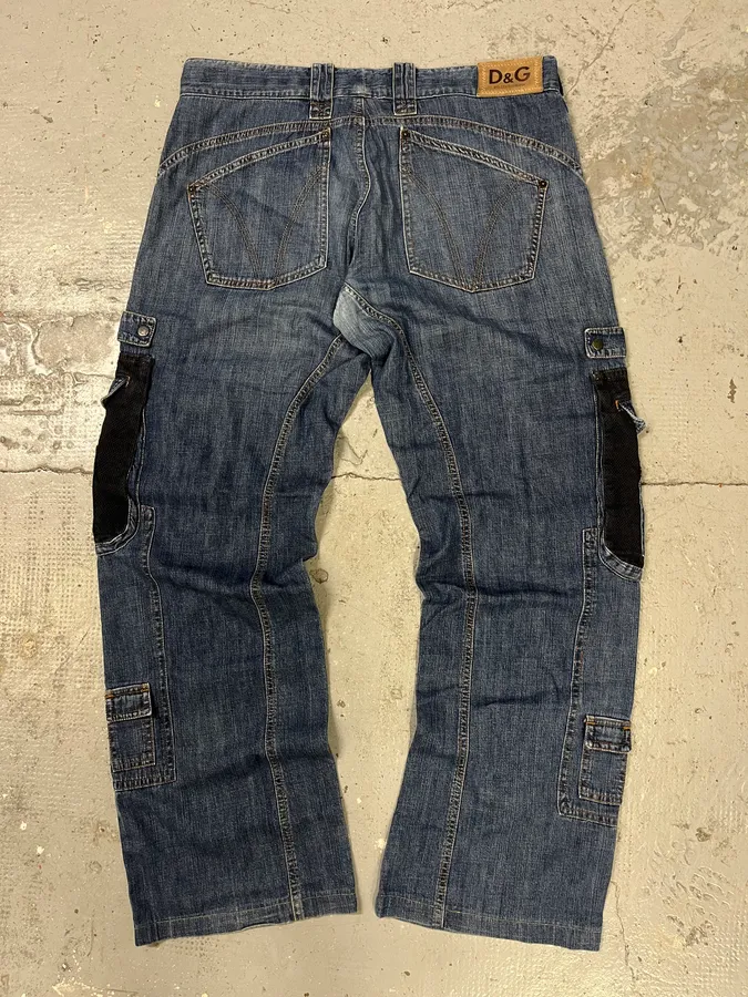 AW2004 Dolce & Gabbana Blue Hybrid Cargo Denim Jeans - Image 7