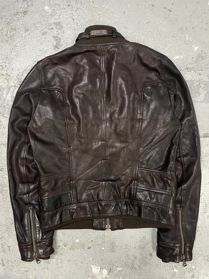 AW2004 Dolce & Gabbana Brown Alpha Leather Jacket - Image 7